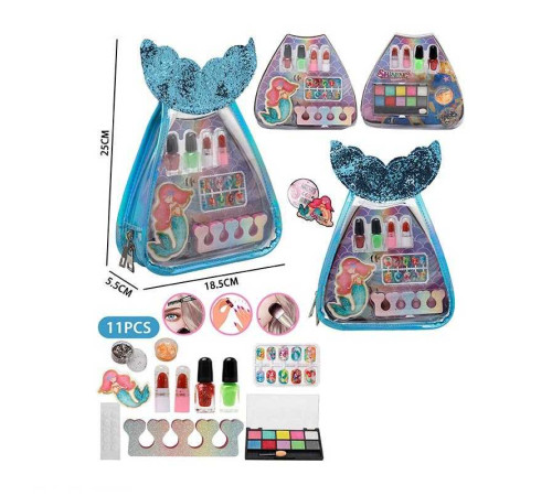 Набір косметики LD 6051 (96/2), тіні для повік, лаки, помади, накладні нігті, пилочка, косметичка, розділювач для пальців, блискітки, в пакеті