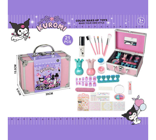 Набір косметики 768-77 C (60/2) тіні, блискітки, помада, аксесуари для манікюру, пензлики для макіяжу, у валізі