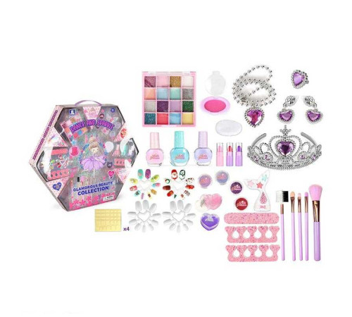 Набір косметики ZR 35 B (24/2) тіні, лаки, накладні нігті, пензлики, глітери, блискітки, румяна, аксесуари, в коробці
