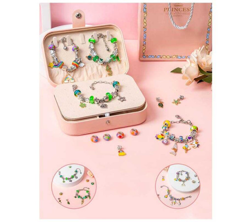 Набір прикрас DLS 1131 (48) 12 основ браслетів, шарми, шкатулка, в коробці