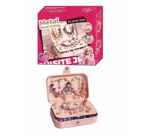 Набір прикрас 5568-1 D (36) 132 аксесуари, шарми, основи для браслетів, основи для намиста, скринька, в коробці