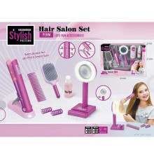 Набір перукаря YLQ 095 (24/2) стайлер, звук, підсвітка, бігуді, 2 щітки для волосся, баночка для спрею, дзеркало з підсвіткою, в коробці