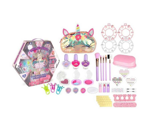 Набір косметики ZR 35 C (24/2) тіні, лаки, накладні нігті, пензлики, глітери, блискітки, румяна, аксесуари, в коробці
