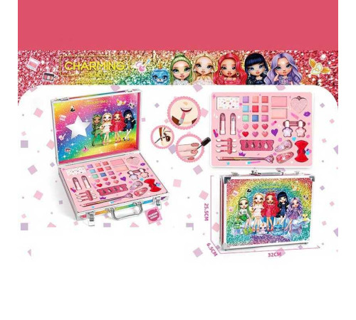 Косметика XF 1818 C (20/2 тіні для повік, румяна, помада, аплікатори, лак, хайлайтер, прикраси для волосся, пудра у боксі