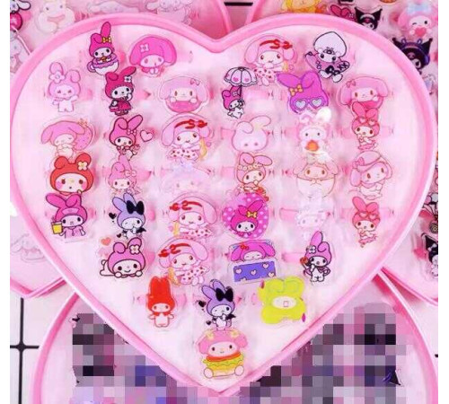 Набір каблучок M 50517 (240) 36 шт, пластикові, регульовані, в боксі