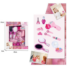 Набір перукаря BE 2301 (24) фен на батарейках, щітка для волосся, заколки, косметика, в коробці