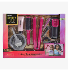 Набір перукаря 626003 (24) 9 аксесуарів, світло, звук, стайлер, щітка, 2 заколки, посудина і щіточка для фарбування волосся, 2 баночки, у коробці