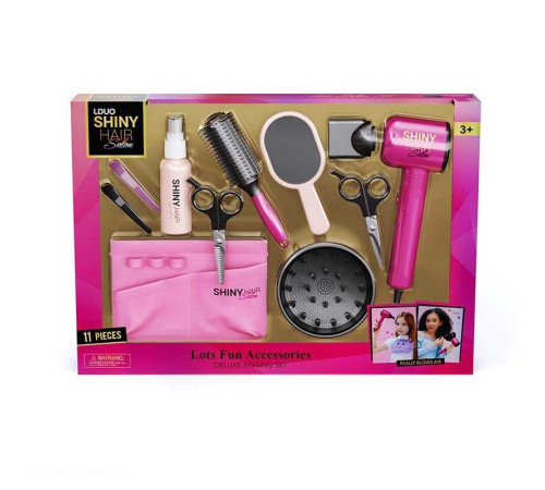Набір перукаря 626019 (18) 11 елементів, функціональний фен, насадка, ножиці, заколки, бігуді, кишеня для інструментів, в коробці