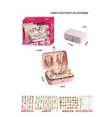 Набір прикрас 5568-2 A (36) 132 аксесуари, шарми, основи для браслетів, основи для намиста, скринька, в коробці