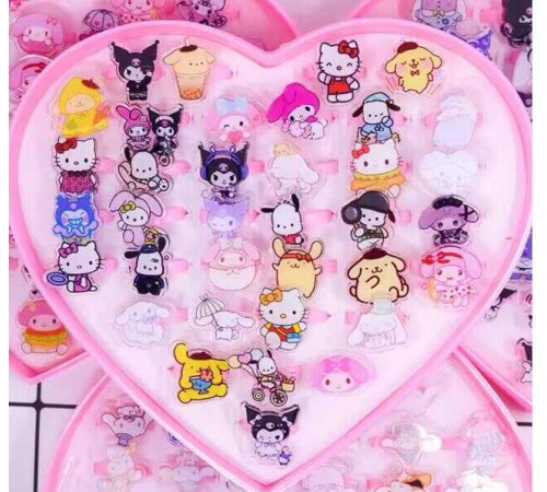 Набір каблучок M 50519 (240) 36 шт, пластикові, регульовані, в боксі