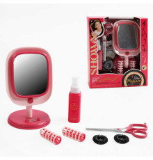 Набір перукаря 2805-1 (72/2) дзеркало, підсвітка, бігуді, ножиці, гребінець, резинки, спрей, в коробці
