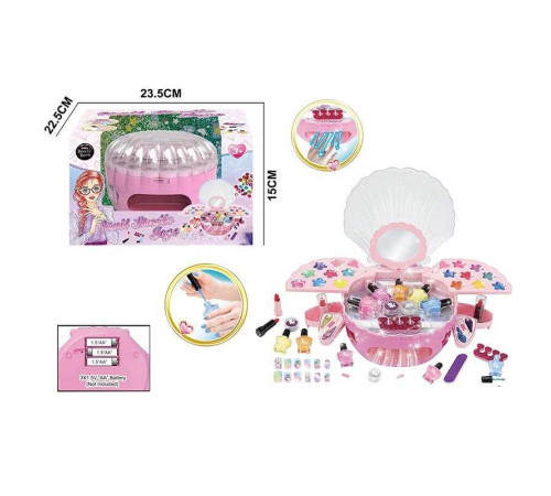 Манікюрний набір RY 6313 (24) сушарка, лаки для нігтів, глітер, аплікатори, тіні, помада, пилочка, накладні нігті, в коробці