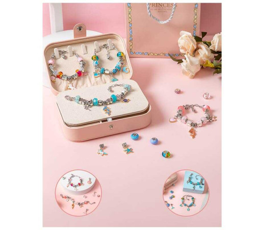 Набір прикрас DLS 1133 (48) 12 основ браслетів, шарми, шкатулка, в коробці