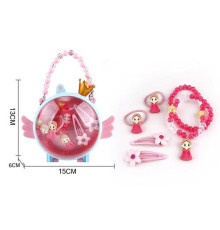 Набір прикрас А 113-2 (160/2) намисто, 2 резинки, 2 заколки для волосся, у сумці