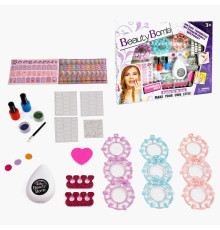 Набір для манікюру 667-16 (48/2) накладні нігті, електрична пилочка, 2 кольори лаків, 2 розділювачі, баф, наліпки, блискітки, в коробці