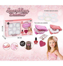 Прикраси для волосся 861-3 (72/2) машинка для приклеювання страз, 5 видів страз, лак для нігтів, баф, в коробці