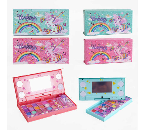 Набір косметики AA 2813-1 (144/2) 2 види, дзеркало з підсвічуванням, помада, лак для нігтів, тіні, аплікатори, в коробці