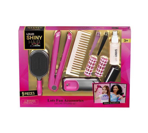 Набір перукаря 626005 (24) 9 елементів, звук, підсвічування, стайлер, щітка для волосся, гребінець, бігуді, заколки, в коробці
