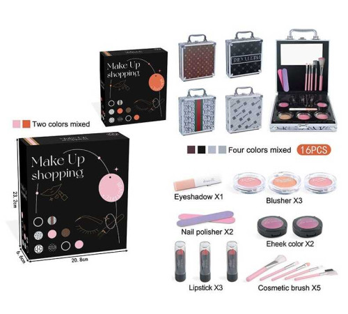 Косметика FT 2015 C (60) 16 елементів, кейс, 3 палетки рум'ян, 2 - тіней для повік, 3 помади, пилочки для нігтів, дзеркальце, в коробці, ВИДАЄТЬСЯ МІКС ВИДІВ