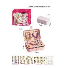 Набір прикрас 5568-2 B (36) 132 аксесуари, шарми, основи для браслетів, основи для намиста, скринька, в коробці