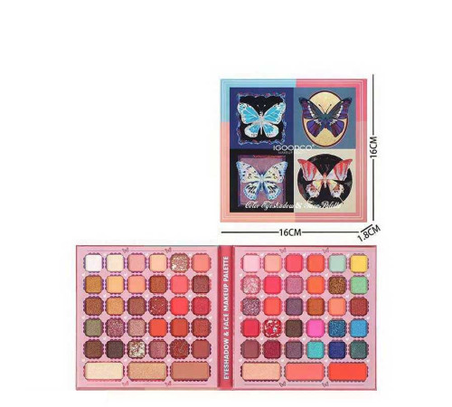 Косметика IG 3097 (144) 60 кольорів тіней, рум’яна, контуринг, дзеркальце, в коробці