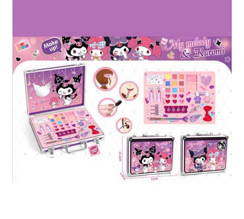 Косметика XF 1820 C (20/2) тіні для повік, румяна, помада, аплікатори, лак, хайлайтер, прикраси для волосся, пудра у боксі