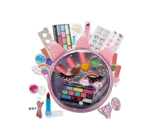 Косметика LD 6052 (72/2) тіні, лаки, помади, аплікатори, глітери, баф, накладні нігті, наліпки, розділювач, сумочка, в пакеті