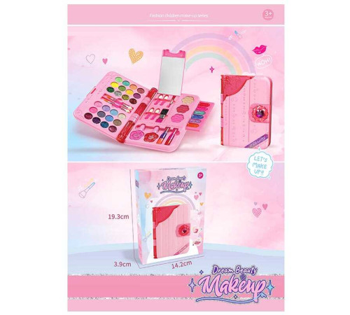 Набір косметики M 636 (48/2) тіні, глітери, помади, блиски для губ, рум’яна, лаки, пензлі, дзеркальце, в коробці