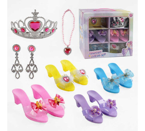 Набір прикрас JY 1210 (24/2) взуття з декором, корона, підвіска, кулон, сережки, в коробці