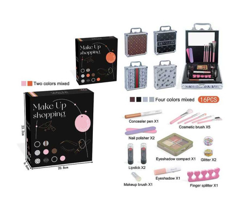 Косметика FT 2015 D (60) 16 елементів, кейс, палетка тіней для повік, 2 помади, глітери, розділювач для пальців, пилочки, дзеркальце, в коробці, ВИДАЄТЬСЯ МІКС ВИДІВ