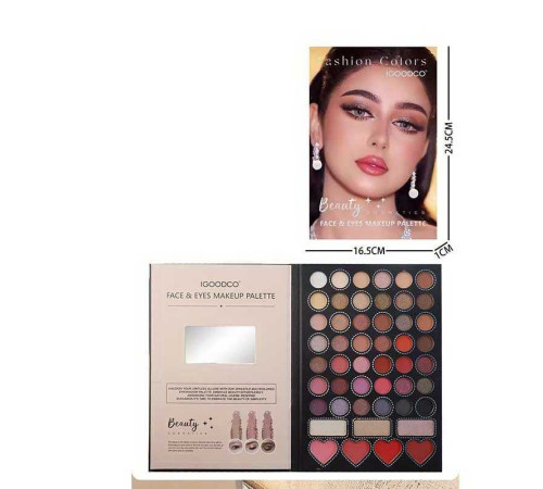 Косметика IG 3071 (96/8), рум’яна, хайлайтери, 42 кольорів тіней, дзеркало, в коробці