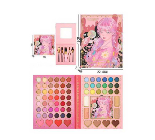 Косметика IG 3099 (96) 60 кольорів тіней, рум'яна, хайлайтери, пензлики, у коробці