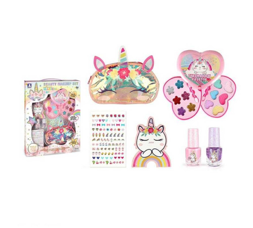 Набір косметики ZR 17 A (48) тіні, глітер, аплікатор, лак для нігтів, наліпки, косметичка, в коробці