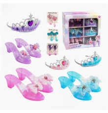 Набір прикрас JY 3405 (24/2) 3 пари туфельок, 3 корони, сережки, в коробці