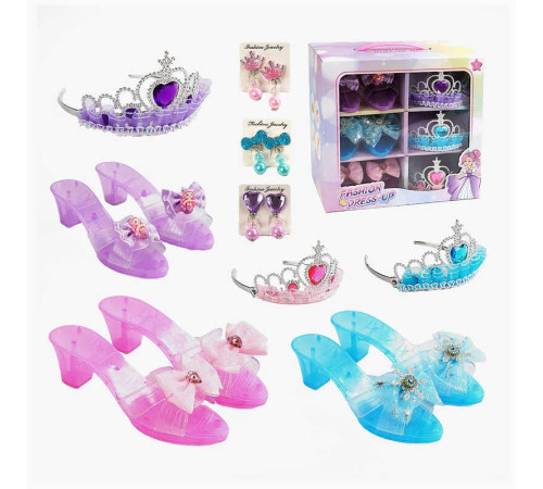 Набір прикрас JY 3405 (24/2) 3 пари туфельок, 3 корони, сережки, в коробці