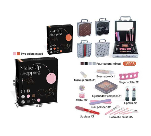 Косметика FT 2015 E (60) палетка тіней, 3 помади, глітери, дзеркальце, кейс, пензлики, бафи для нігтів, в коробці, ВИДАЄТЬСЯ МІКС ВИДІВ