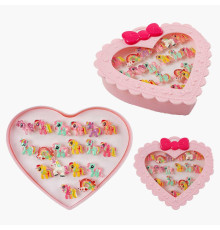 Набір прикрас A 059 B (120/2) 18 каблучок, пластикова основа каблучки, регулюється об'єм, у боксі