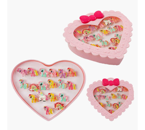 Набір прикрас A 059 B (120/2) 18 каблучок, пластикова основа каблучки, регулюється об'єм, у боксі