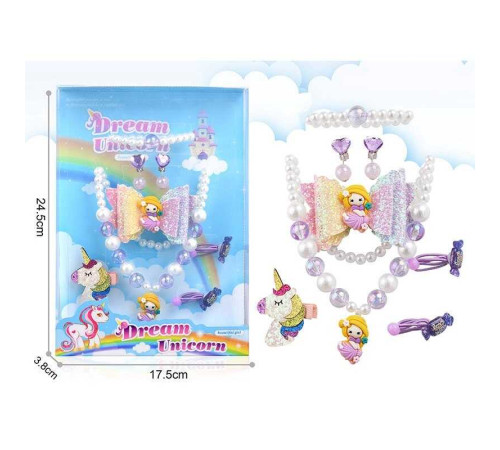 Набір прикрас A 9 E (120/2) намисто, браслет, шпильки, резинки, сережки, у слюді