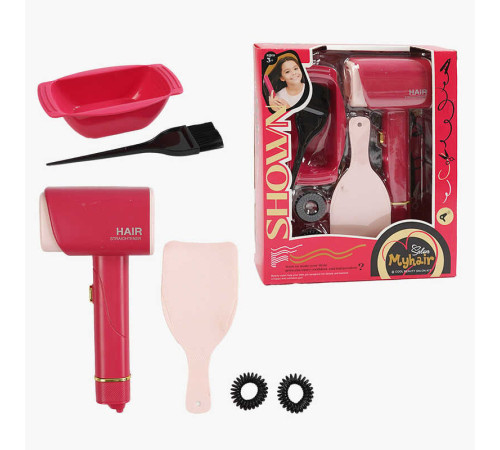 Набір перукаря 2805-5 (72/2) фен видуває повітря, підсвітка, аксесуари для волосся, щітка та посудина для фарбування, в коробці