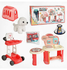 Набір лікаря 8836 A-2 (8) звук, підсвічування, столик з поличками 70х28х58.5 см, візок, переноска, собачка, інструменти лікаря, наліпки, в коробці
