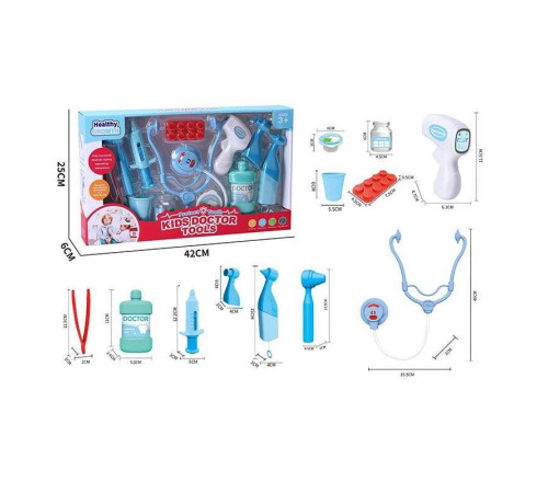 Набір лікаря A 82-1 (48/2) бормашина вібрує, заводний механізм, термометр, стетоскоп, пінцет, шприц, таблетки, баночки, в коробці – в наличии! Купите сейчас у KAZKOVA