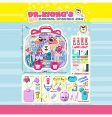 Набір лікаря 527 E-1 (12/2) звук, підсвічування, стетоскоп, прилад для вимірювання тиску, інструменти для огляду, аксесуари для гри, у валізі