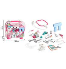 Набір лікаря YY 6033 (8) стетоскоп, підсвічування, звуки, ліхтарик, оглядове дзеркало, термометр, апарат УЗД, щелепа, пістолет з парогенерацією, окуляри, аксесуари, у валізі