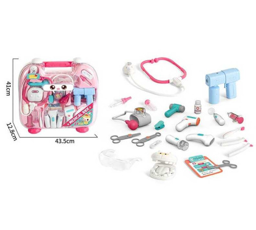 Набір лікаря YY 6033 (8) стетоскоп, підсвічування, звуки, ліхтарик, оглядове дзеркало, термометр, апарат УЗД, щелепа, пістолет з парогенерацією, окуляри, аксесуари, у валізі – в наличии! Купите сейчас у KAZKOVA