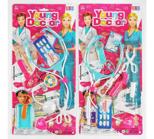 Набір лікаря 368 В-22 (360/2) 2 види, стетоскоп, тонометр, операційні приладдя, пігулки, термометр, на листі – в наличии! Купите сейчас у KAZKOVA