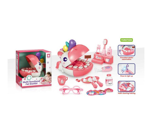 Набір стоматолога 853 (48) муляжі щелеп, рот єдинорога відкривається, підсвічування стомат. інструмента, аксесуари, зубна щітка, окуляри, щипці, чашка, в коробці – в наличии! Купите сейчас у KAZKOVA