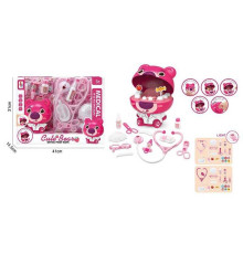 Набір лікаря SD 169-306 (15) “Стоматолог”, герой, висота ведмедика - 16 см, скарбничка, стетоскоп, підсвічування, шприц, ножиці, щипці, медичний лоток, окуляри, маска, в коробці