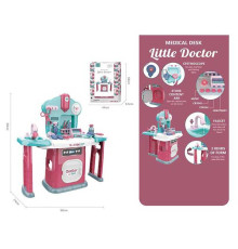 Набір лікаря 661-508 (6) столик, 30 елементів, кран з помповою подачею води, звуки, підсвічування, мелодії, медичні інструменти, стетоскоп, звук серцебиття, в коробці