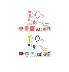 Набір лікаря 8807-7 / 8807 A7 (36/2) 2 види, стетоскоп, інструменти, муляжі упаковок з ліками, бейджик пацієнта, у пакеті